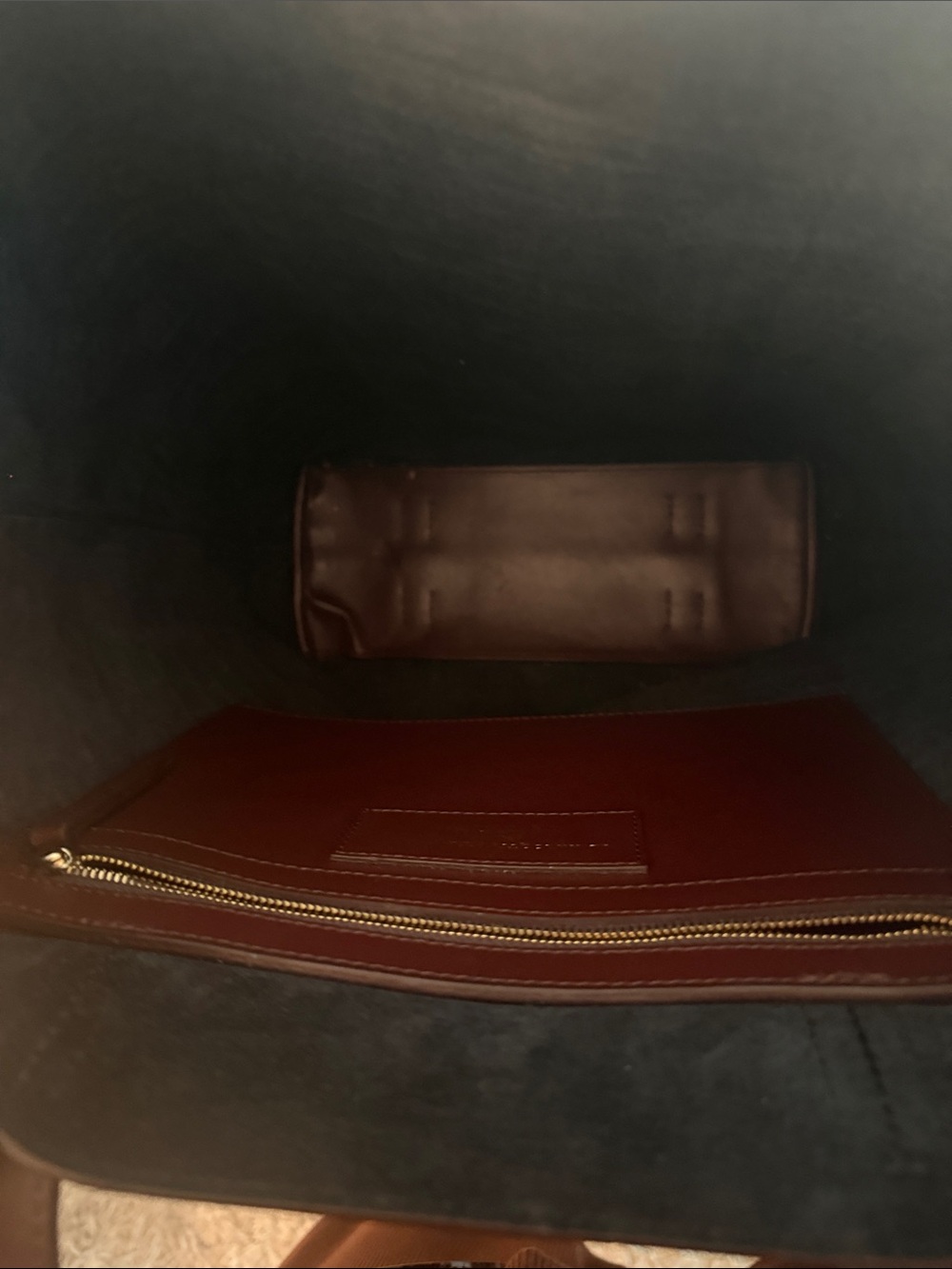 Sezane Croc-Embossed Leather Tote in Deep Burgundy - Picture 5 of 6